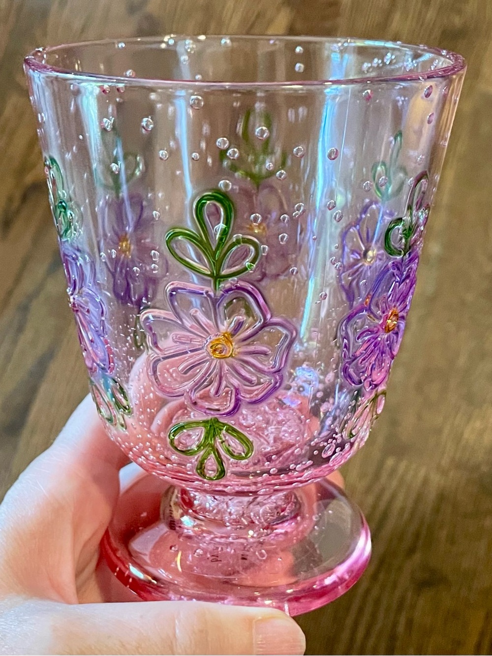 Set of 4 Anthropologie Pink Marta acrylic goblets glasses cups